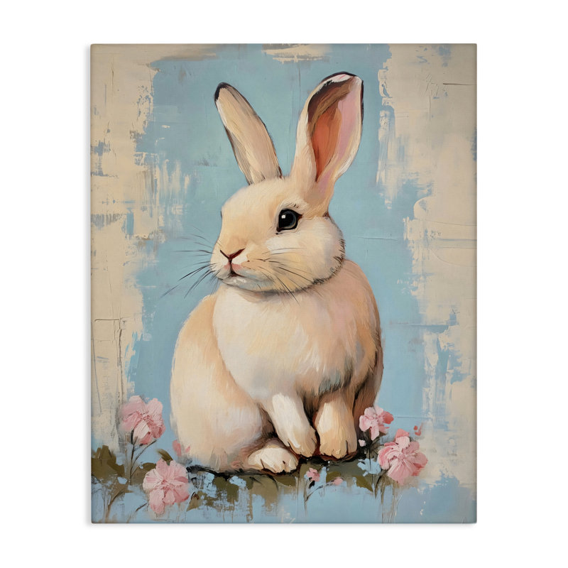 Toile de lapin de Pâques pastel vieilli, design par Arlington Prints, H 40 po x l 30 po