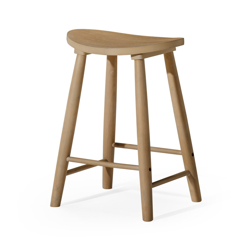 Maven Lane Luna Backless Wooden Kitchen Stool, Light Oak, Single, Counter Stool (26" Seat Height)