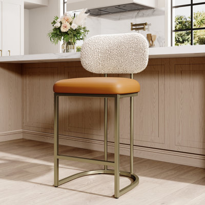 Upholstered Counter Stool with Metal Frame