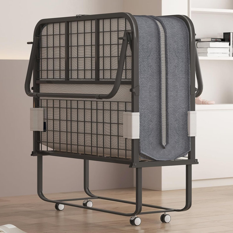 Lit d'invité portable pliable avec matelas en mousse