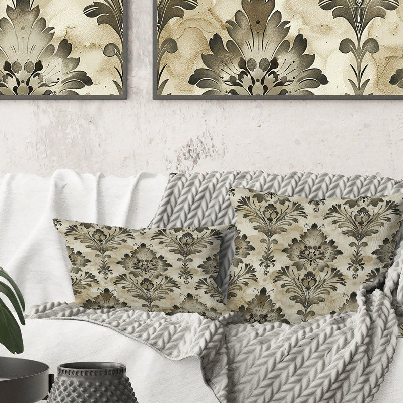 Beige Country Floral Chic VII - coussin floral, H 16 po x l 16 po, Carrée