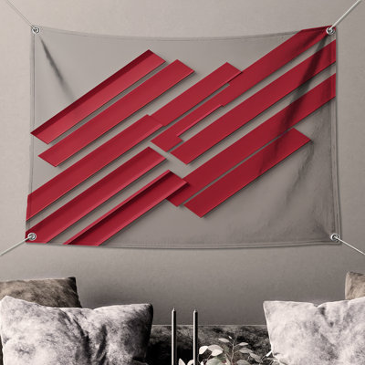 Tapisserie murale lignes géométriques rouges - décoration murale abstraite