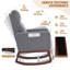 Chaise berçante pour chambre de bébé, chaise berçante coulissante en lin avec poche latérale et pieds en bois, chaise d'appoint moderne pour petit espace, salon, chambre à coucher, gris-1296424840