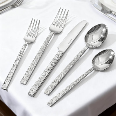 20-Piece Hammered Flatware Set For 4, 18/10 Stainless Steel Heavy Duty Silverware Set, Dishwasher Safe Tableware Cutlery Utensil Set For Home And Restaurant Use