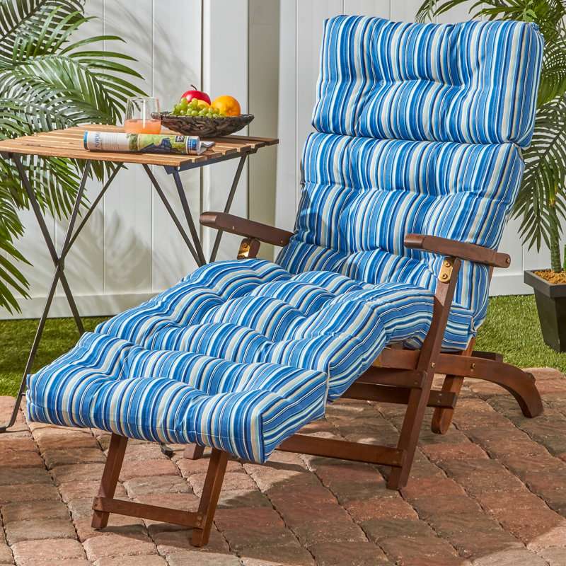 Shipton Outdoor Tufted Chaise Lounge Cushion, Sapphire