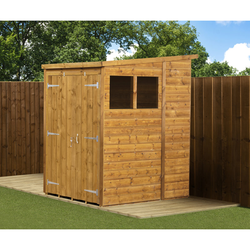 Modular Pent Garden Shed  4X6   Double Door Windows