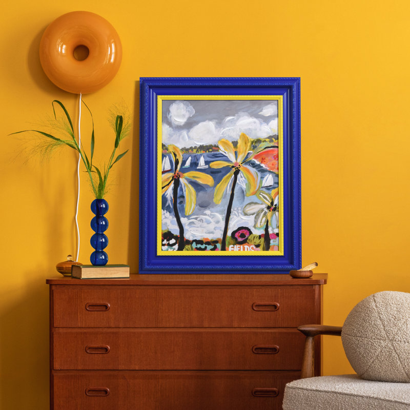 «Tropical Palm», art mural sur toile giclée à la main avec cadre baroque bicolore