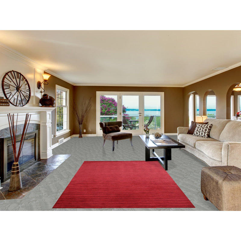 Solid Red Gabbeh Indian Area Rug