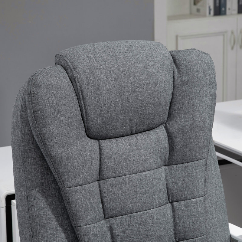 Fauteuil de direction avec repose-pieds, fauteuil d'ordinateur en tissu de lin