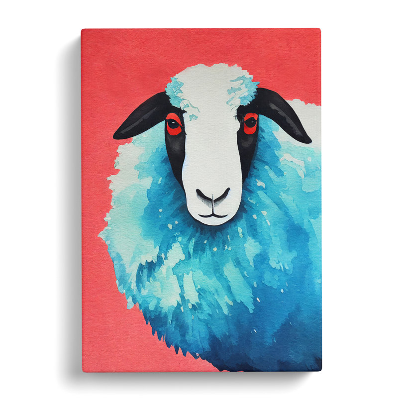 Watercolour Sheep No.7 - Wrapped Canvas, 50cm H x 35cm W x 3cm D