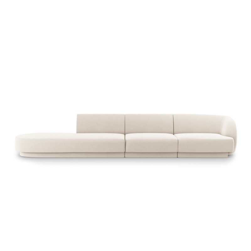 Menko 4 Seater Velvet Sofa, Light Beige , Velvet