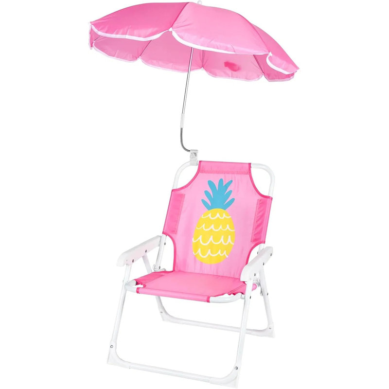 Kids Beach Chair With Umbrella, Folding Lawn And Camping Chair With Summer Shade For Toddlers (ages 1‑5), Portable Outdoor Seat For Pool, Travel, Camping