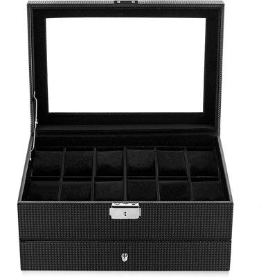 Watch Box 12 Slots Watch Organizer Jewelry Display Case Organizer With Jewelry Drawer For Storage And Display Lockable