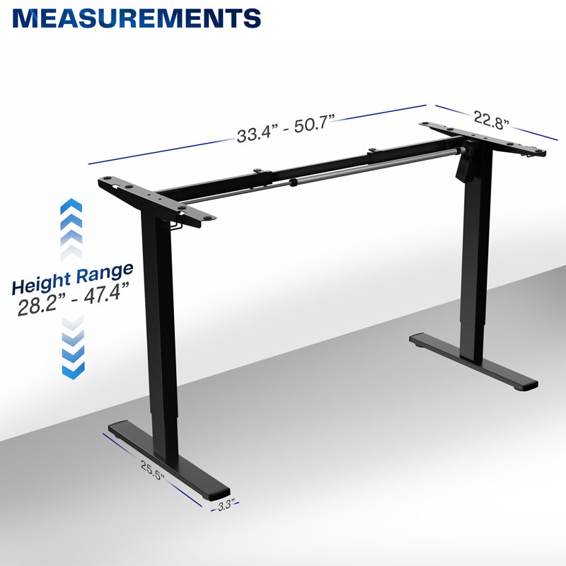 Electric Single Motor Desk Frame (Top Not Included), Black