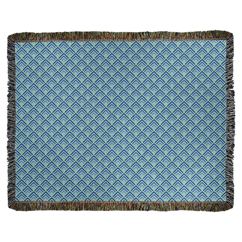 Couverture en coton tissé Katelyn Elizabeth, L 37 po x L 52 po, Vert / bleu