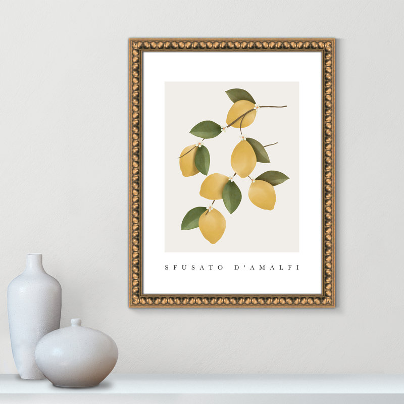 Amalfi Lemons - cadre photo, impression, H 24 po x l 18 po x P 1,125 po, Cadre en perle d'or