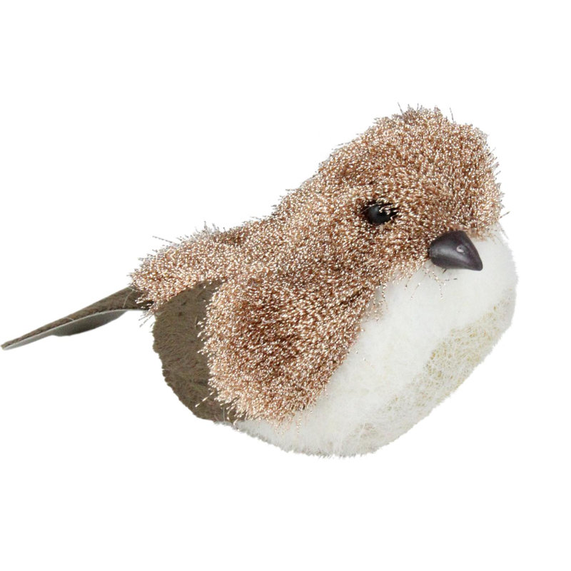 Décoration de table 6,5 "oiseaux de Noël brun et blanc