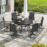 6-Person Outdoor Round Dining Set With Swivel Chair