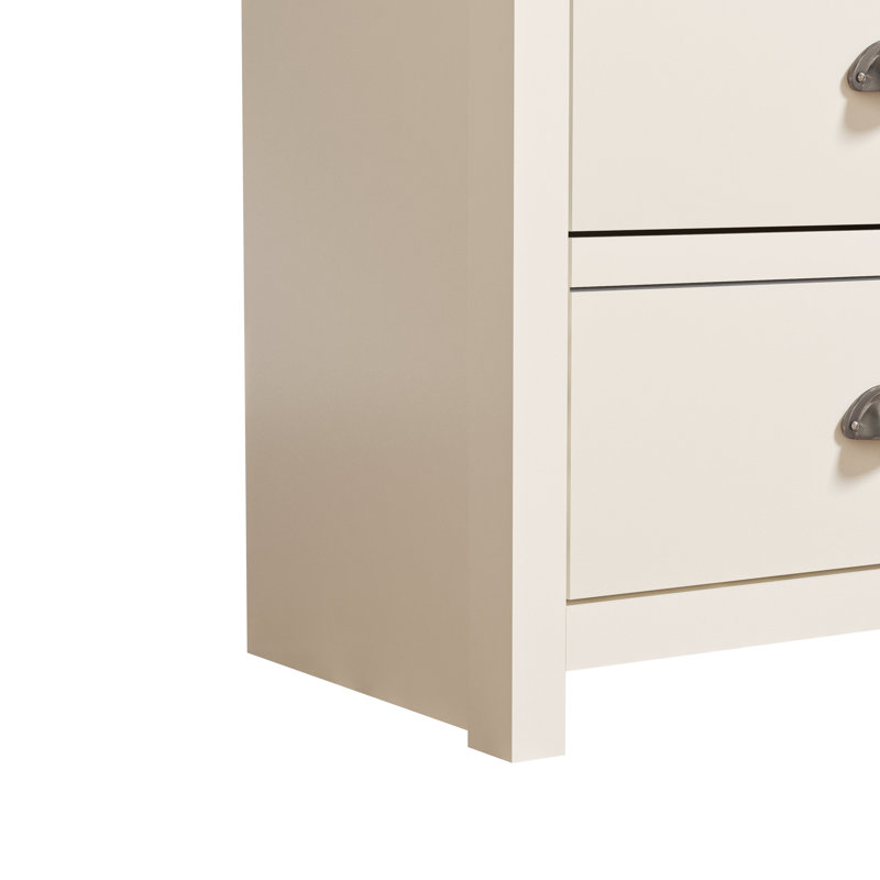 Commode double 6 tiroirs Bhure, Ivoire / chêne noueux
