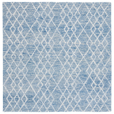 Tapis à motif géométrique en laine et en coton touffeté à la main Gina