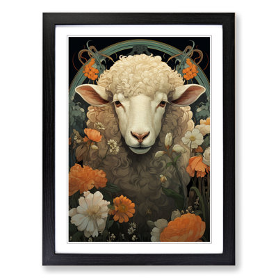 Sheep Art Nouveau Art - Framed Print