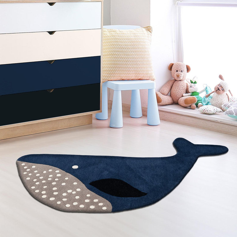 Tapis en laine Unique Loom Whale, Nouveauté 4 pi 1 po x 6 pi 1 po