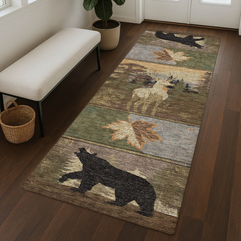Tapis intérieur / extérieur lavable à la machine Chantille ACN2448 Lodge, Chocolat, Tapis de couloir 2 pi 3 po x 7 pi 6 po