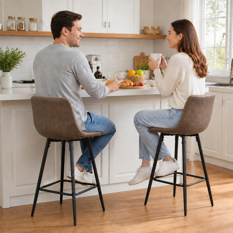 Ensemble de 3 tabourets de bar de 76 cm (30 po), pour comptoir de cuisine de 99 à 109 cm (39 à 43 po)., Grey brown