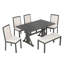 Table de salle à manger 6 pièces avec 4 chaises rembourrées et banc Farmhouse Classical-1466853305