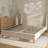 Modern Upholstered Platform Bed with Wingback Headboard and Walnut Wooden Legs, No Box Spring Needed-303500618-303500616