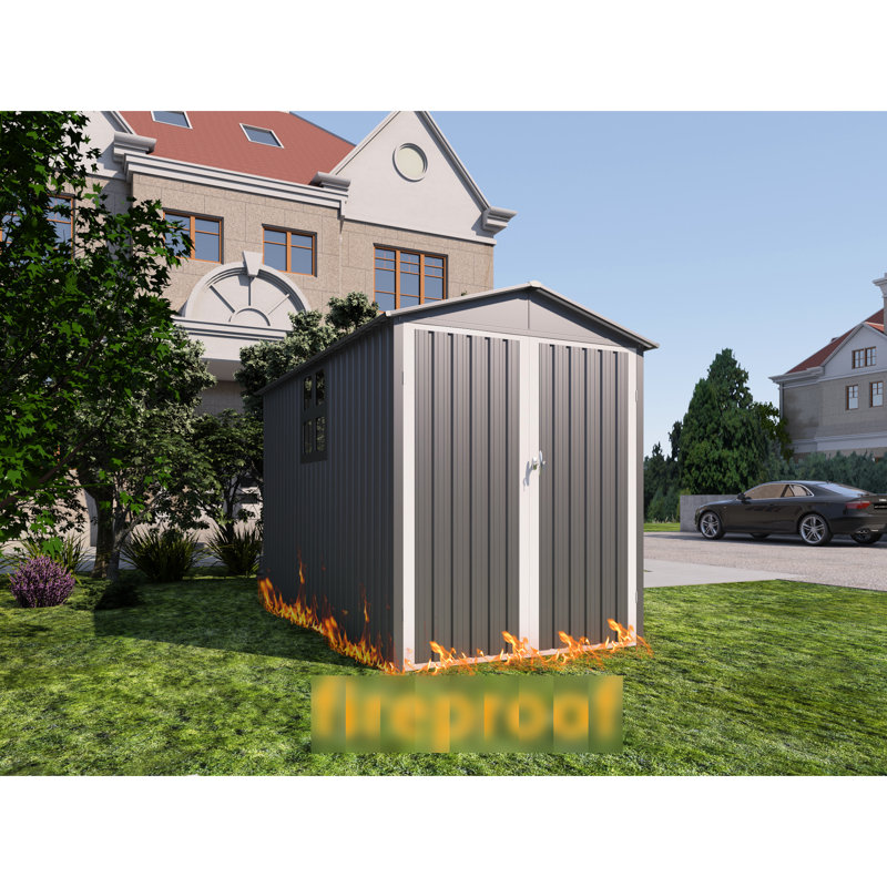 Rangement extérieur pour moto, gris et blanc, sans luminaire, 66,2 po de long, 121 po de large, 79,7 po de haut, protégé contre les intempéries