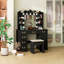Dressing Table with 3-Color Lighting Mirror, Outlets, Stool, Storage Drawers and Cabinet-2104210246