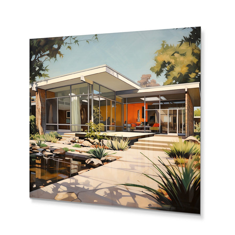 Corail beige Mid Century Architectural Elegance - décoration murale Mid-Century en métal, H 16 po x l 16 po x P 1 po