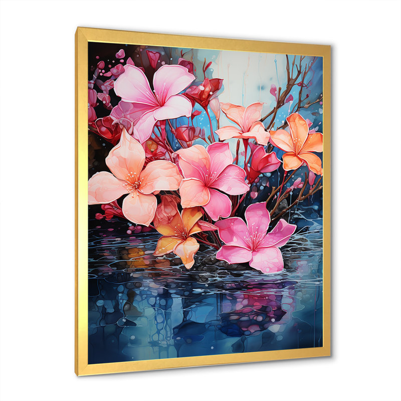 " Tropics Fragrant Plumeria Serenade ", 20" H x 12" W x 1" D, Gold Single Picture Framed