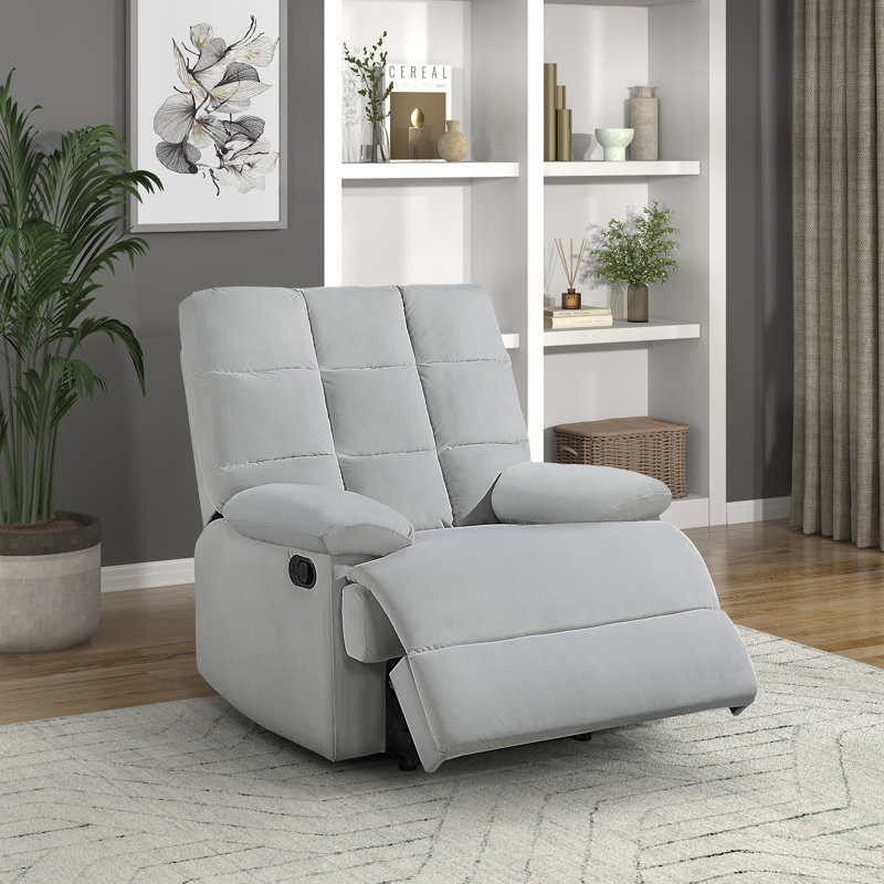  Nyleve 35" Modern and Contemporary Velvet Fabric Reclining Chair with Tab Pull Reclining Motion, Solid Wood & Plywood Frame
