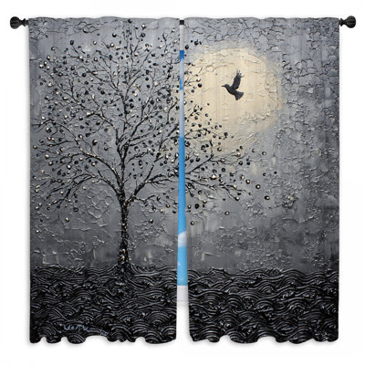 Moonlit Tree Window Curtains  Nature French Country Drapes - 2 Panels