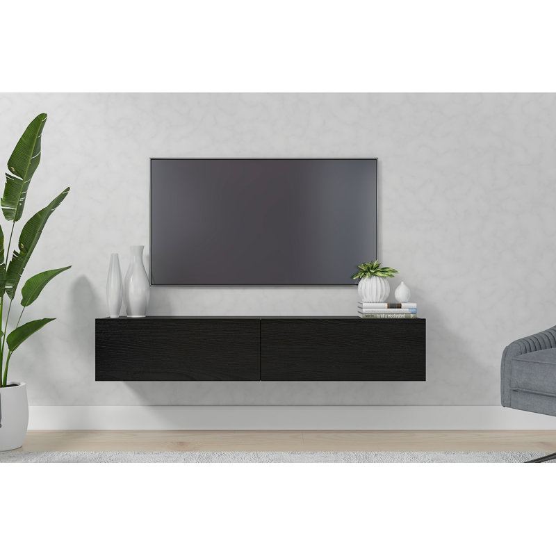 Housley 53" Floating TV Stand Up to 70" TV's Wall Mounted Media Console, Matte Black Oak