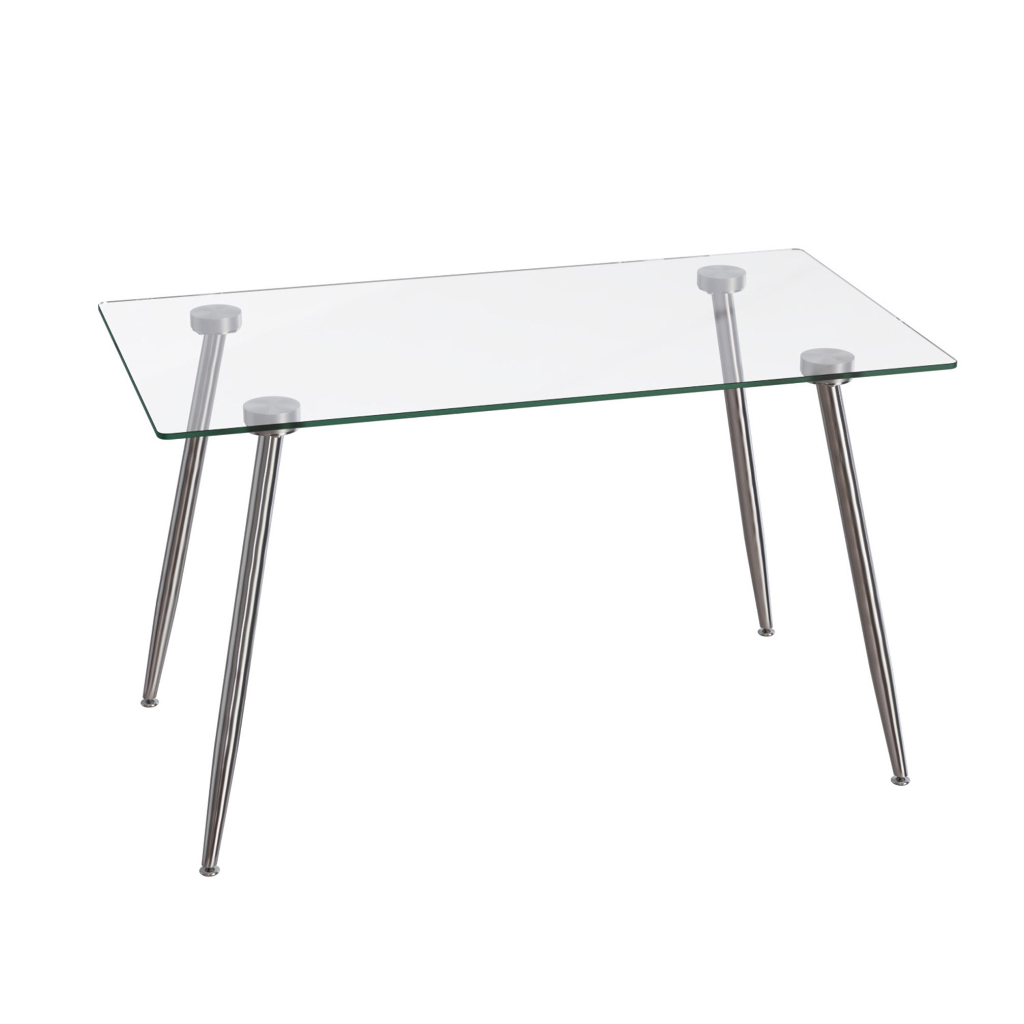 Wrought Studio Glass Dining Table, Modern Rectangular Table With