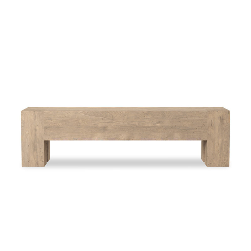 Abaso Dining Bench, Whitewash Rustic Wormwood Oak