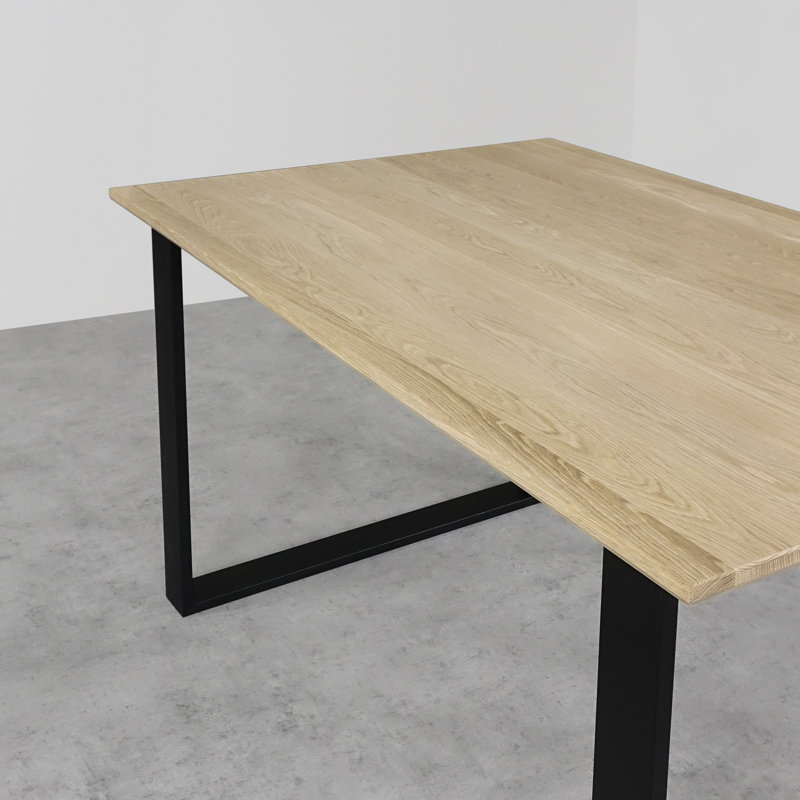 Brinegar Oak Metal Base Dining Table, Unfinished, 75H x 160L x 90Wcm
