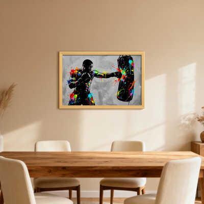 Silhouette colorée de boxe avec éclaboussures de peinture