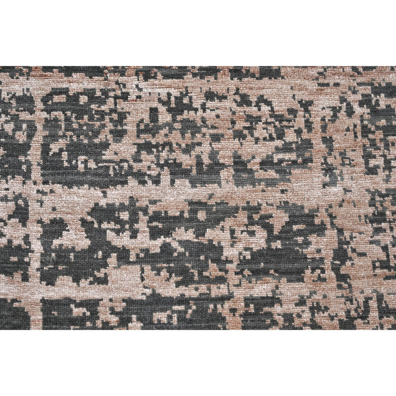 Tapis noir et rose noué à la main de haute qualité