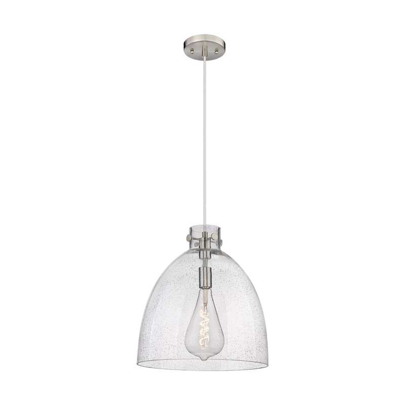 Luminaire suspendu à 1 lumière Badgett, Grainé, H 16 po x l 14 po x P 14 po, Nickel satiné