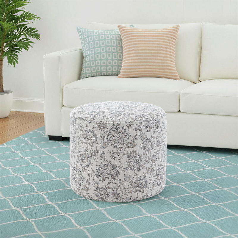 Upholstered Pouf, Brown Floral