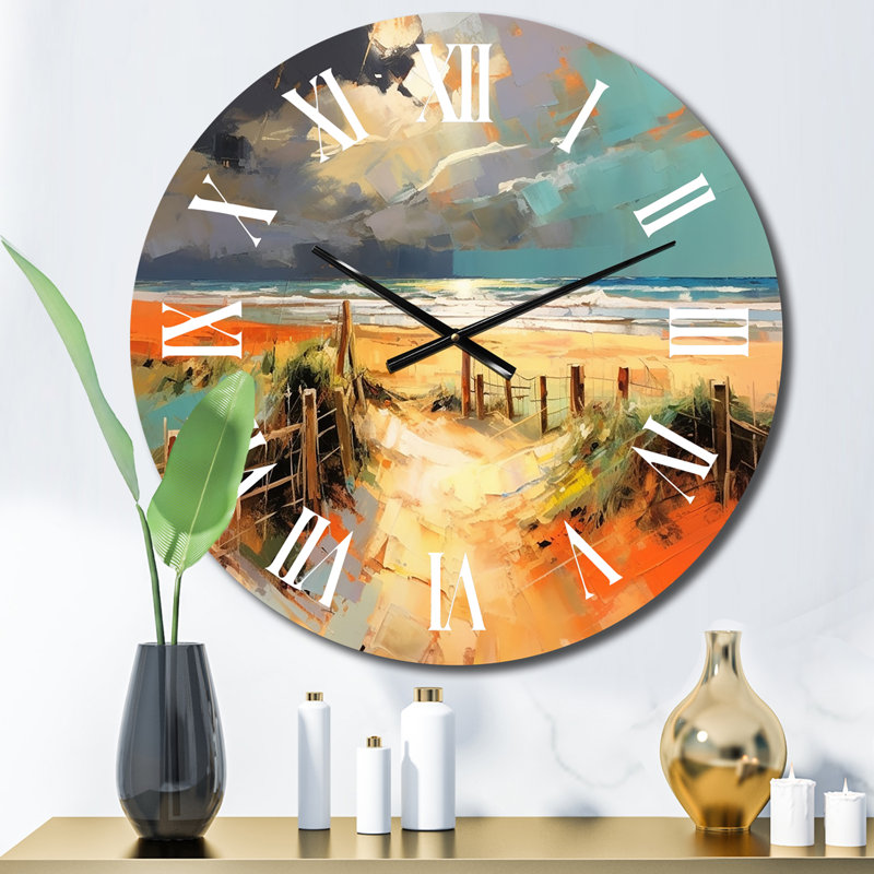 Horloge murale en métal Beach I, Moyenne