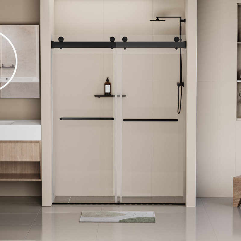 Porte de douche coulissante double sans cadre l 56 à 60 po x H 76 po