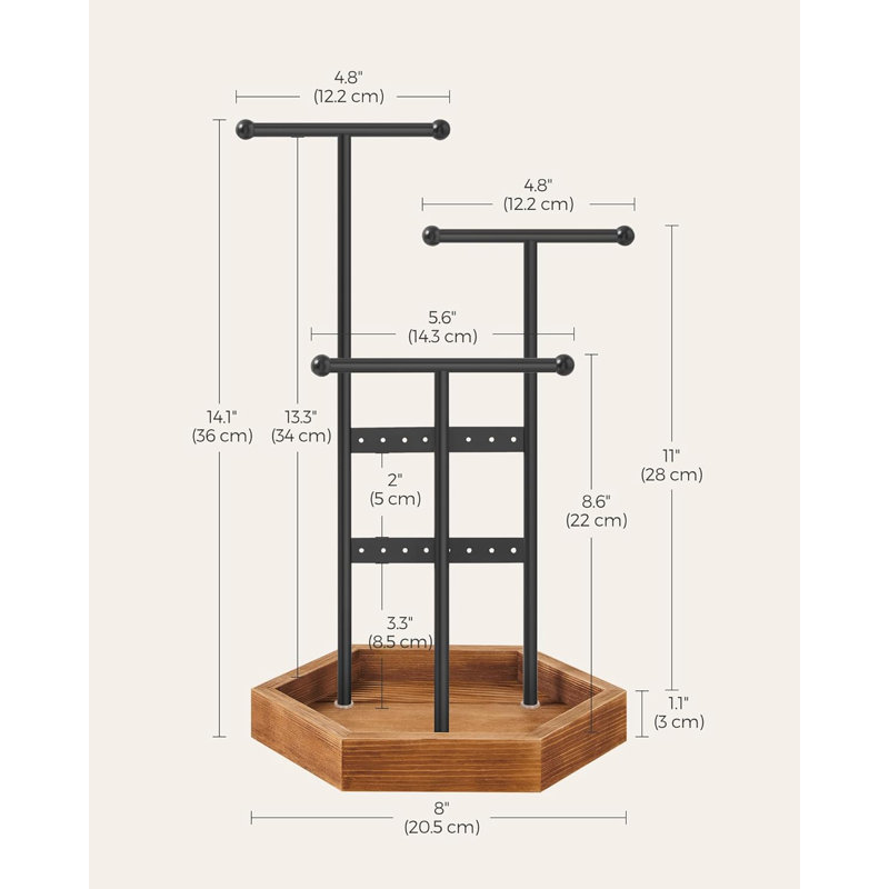 Jewellery Stand +, Black/Caramel Brown