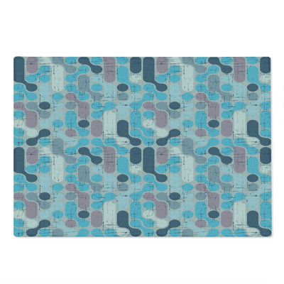 Ambesonne Abstract Cutting Board Large Size Grunge Retro Rounds Pale and Sky Blue Mauve