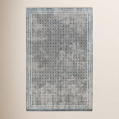 Phoebe Light Gray Blue Machine Washable Rug