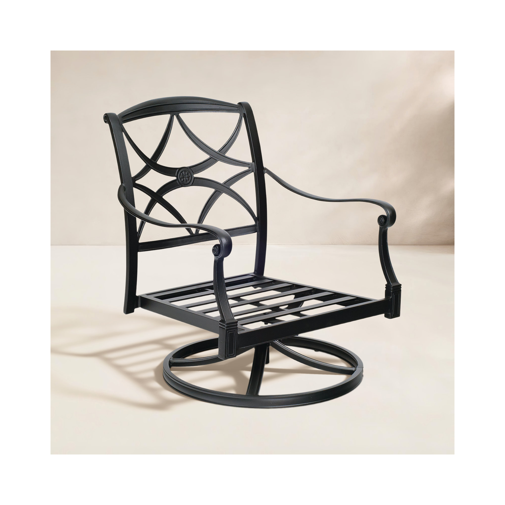 Wiltshire Outdoor Chair with Sunbrella® Cushions, Canvas Heather Beige Sunbrella® Canvas, Textured Black